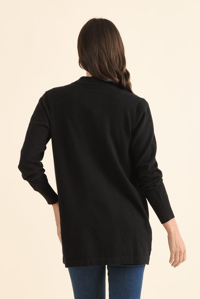Morocco Black Knit Cardigan,Back,Brunette model,alt text|model:MJ image 4