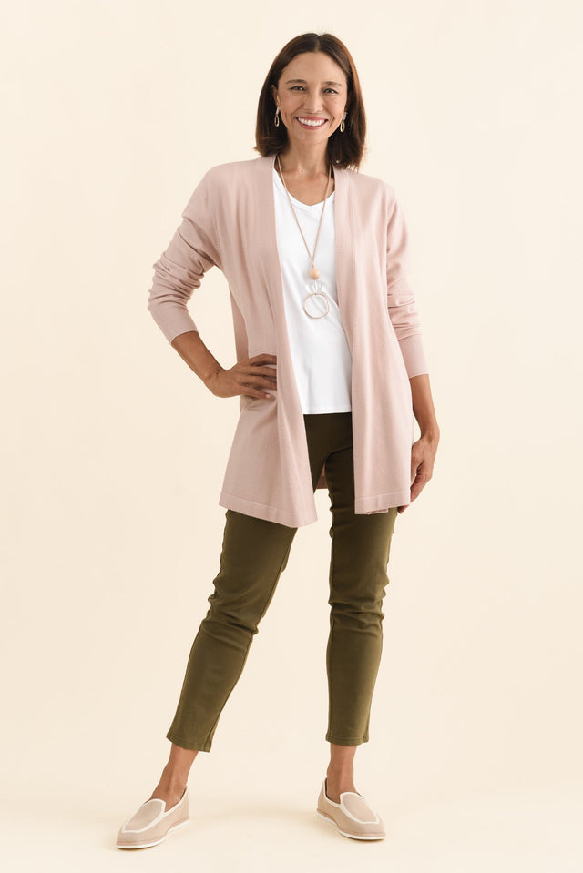 Morocco Blush Knit Cardigan,Brunette model,alt text|model:Cara image 4