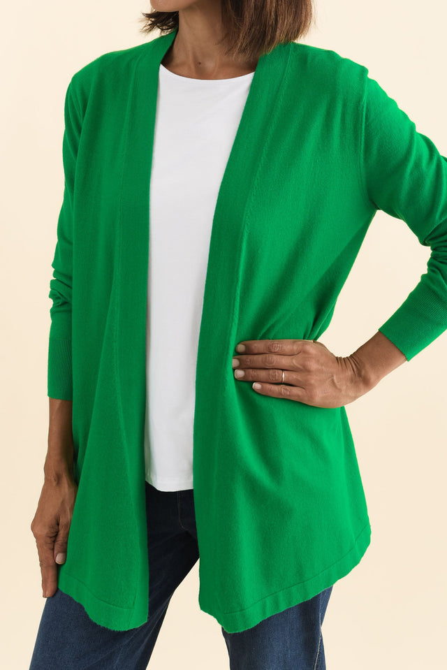Morocco Green Knit Cardigan,Brunette model,alt text|model:Cara image 7