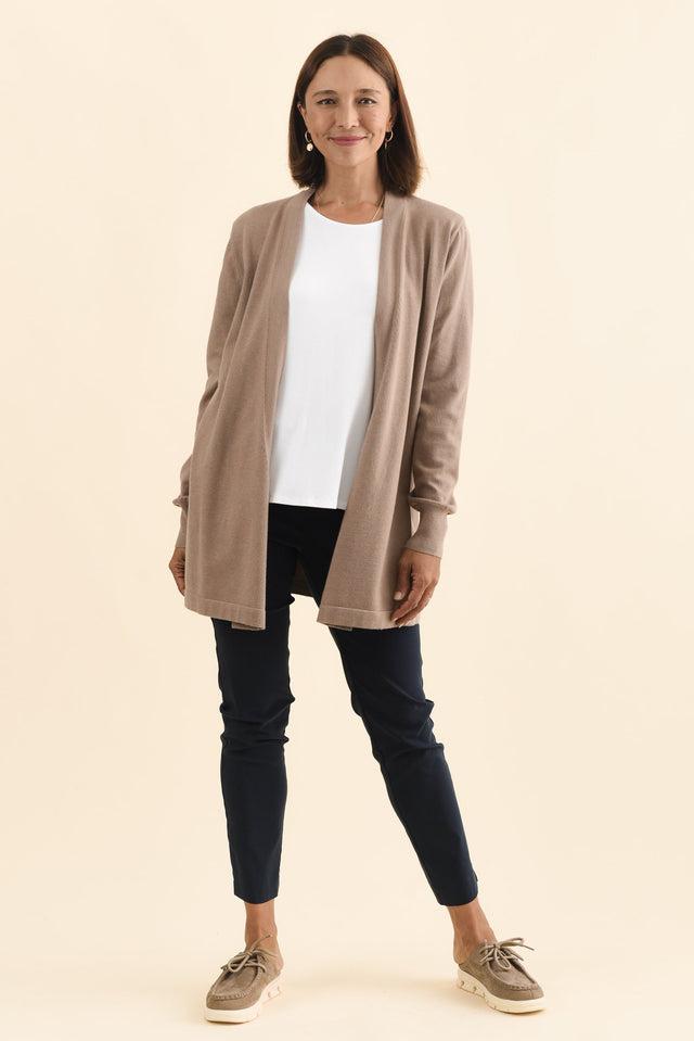 Morocco Mocha Knit Cardigan,Brunette model,alt text|model:Cara image 4