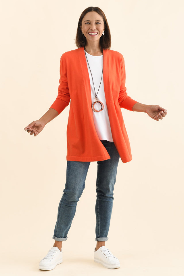 Morocco Orange Knit Cardigan,Brunette model,alt text|model:Cara image 8
