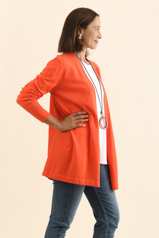 Morocco Orange Knit Cardigan,Brunette model,alt text|model:Cara image 5