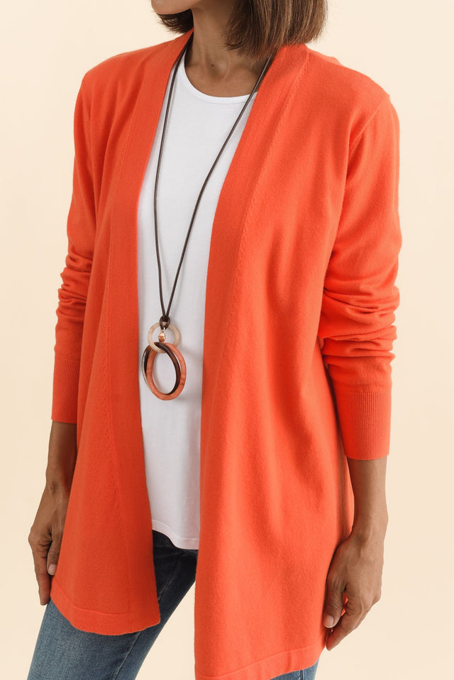 Morocco Orange Knit Cardigan,Brunette model,alt text|model:Cara image 7
