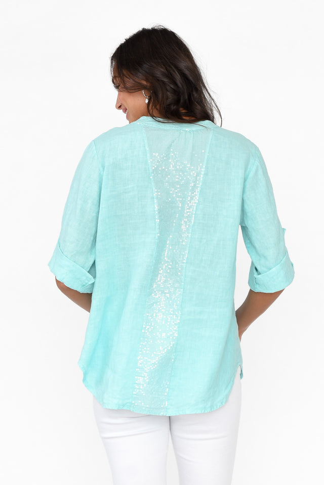Morrigan Sky Linen Sequin Shirt image 4