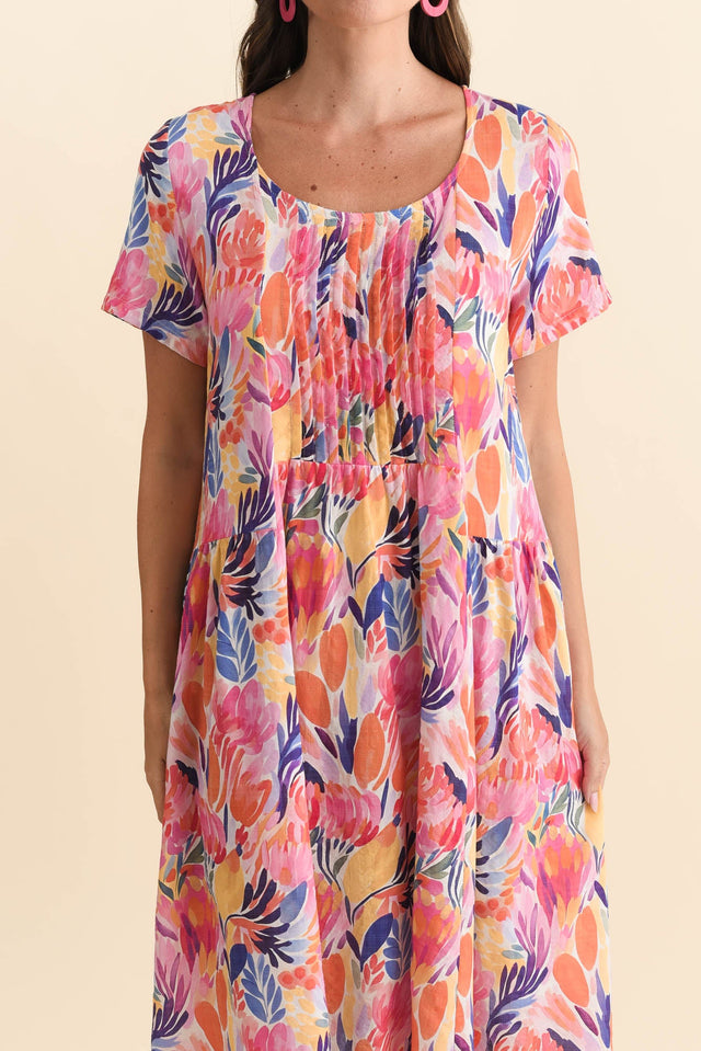 Murano Pink Garden Cotton Dress,Brunette model,alt text|model:MJ image 7