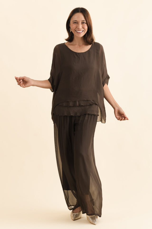 Mora Chocolate Silk Layer Pants image 8