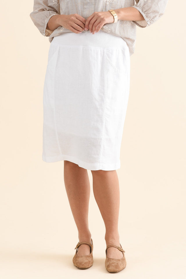Mylah White Linen Stretch Skirt