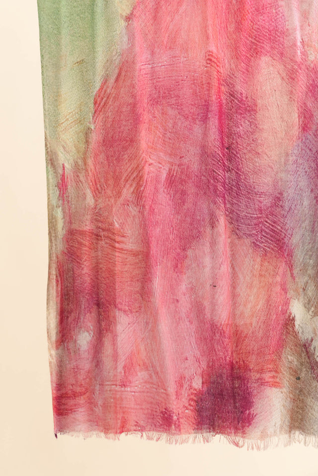 Nadia Pink Watercolour Merino Wool Scarf image 3