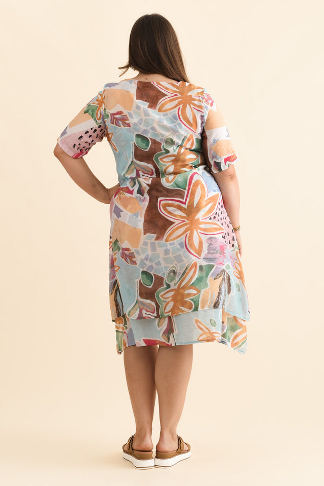 Nala Blue Flower Layers Dress,Brunette model,alt text|model:Gabby image 11