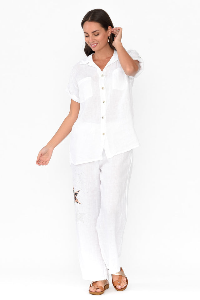 Nalda White Leopard Linen Shirt