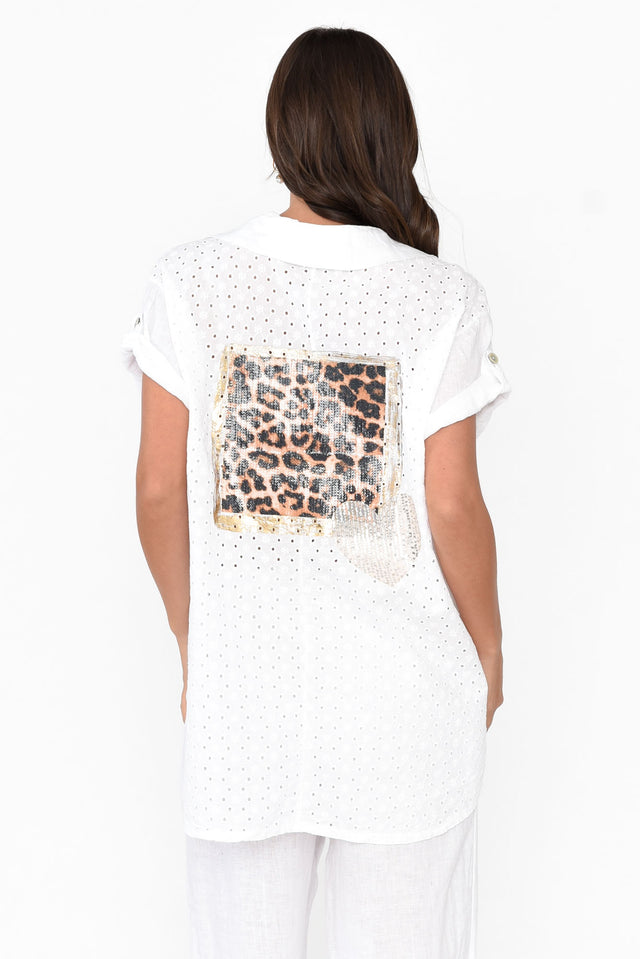 Nalda White Leopard Linen Shirt image 4