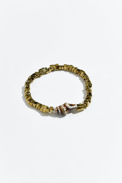 Nanami Gold Shell Beaded Bracelet