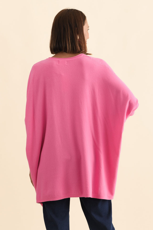 Nastia Hot Pink Wool Blend Jumper,Brunette model,alt text|model:Cara image 6