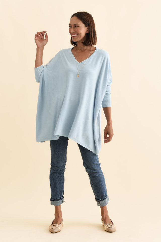 Nastia Light Blue Wool Blend Jumper,Brunette model,alt text|model:Cara image 8