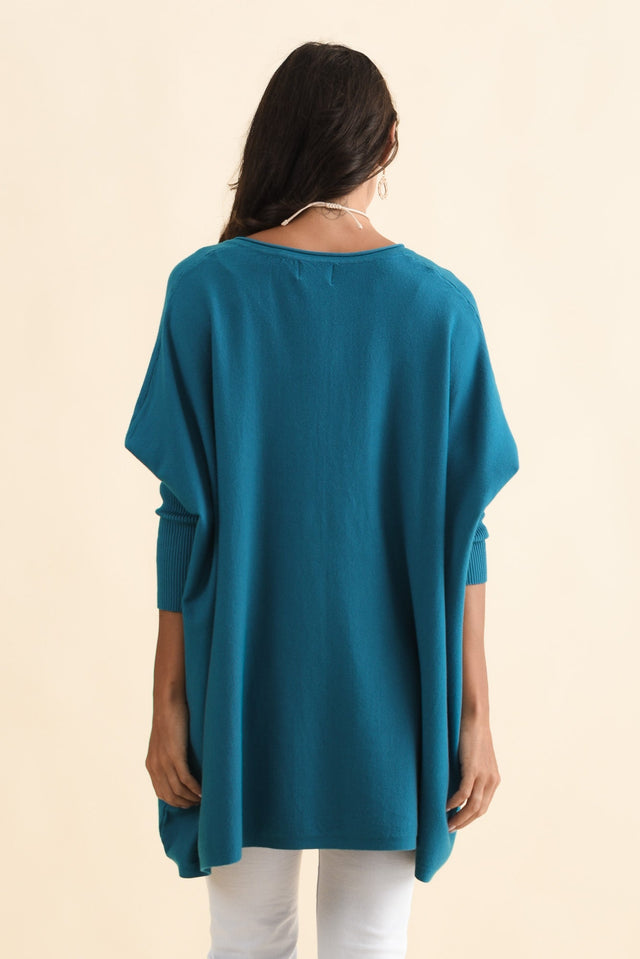 Nastia Teal Wool Blend Jumper,Brunette model,alt text|model:Brontie image 6