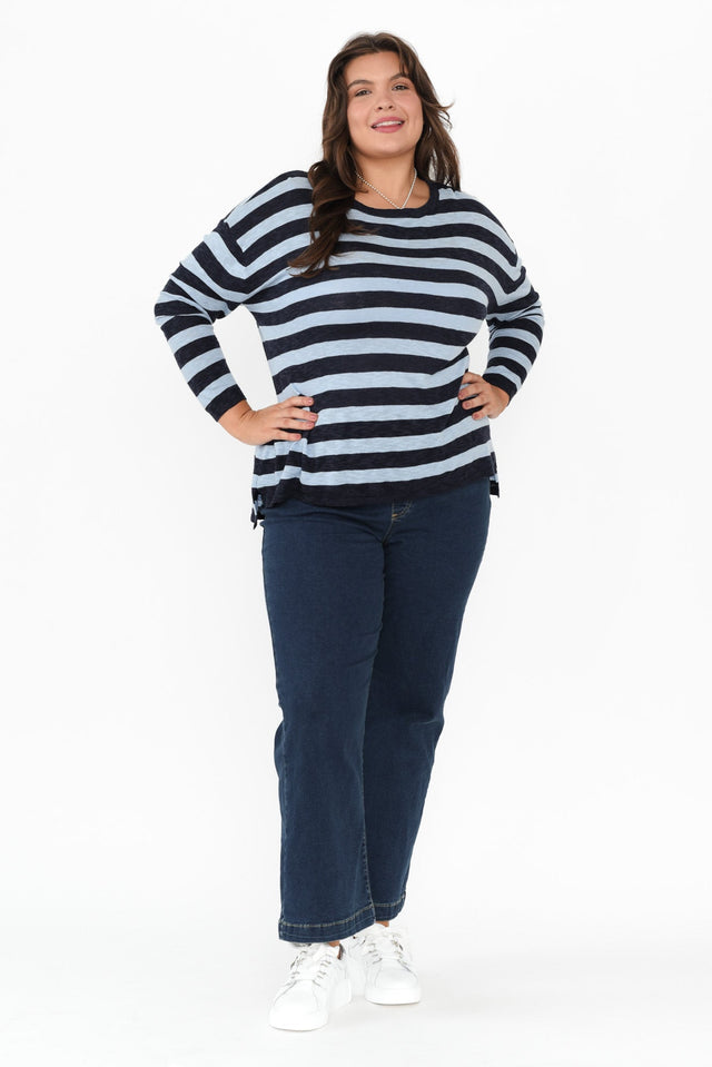 Maddy Dark Blue Straight Leg Jeans,Brunette model,alt text|model:Gabby image 15