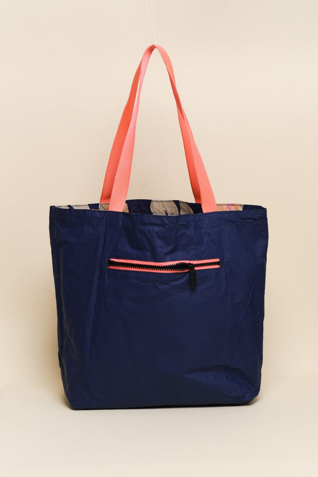 Navy Tropical Reversible Splash Proof Tote image 3