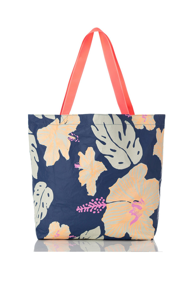 Navy Tropical Reversible Splash Proof Tote