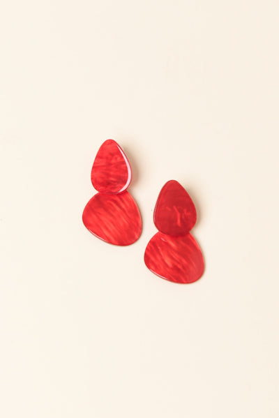 Nellary Red Marble Drop Earrings