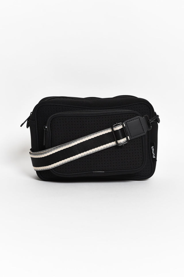 Nellie Black Neoprene Metro Crossbody Bag