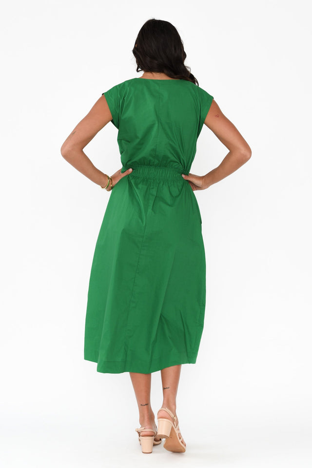 Nelly Green Cotton Midi Dress,Brunette model,alt text|model:Brontie image 5
