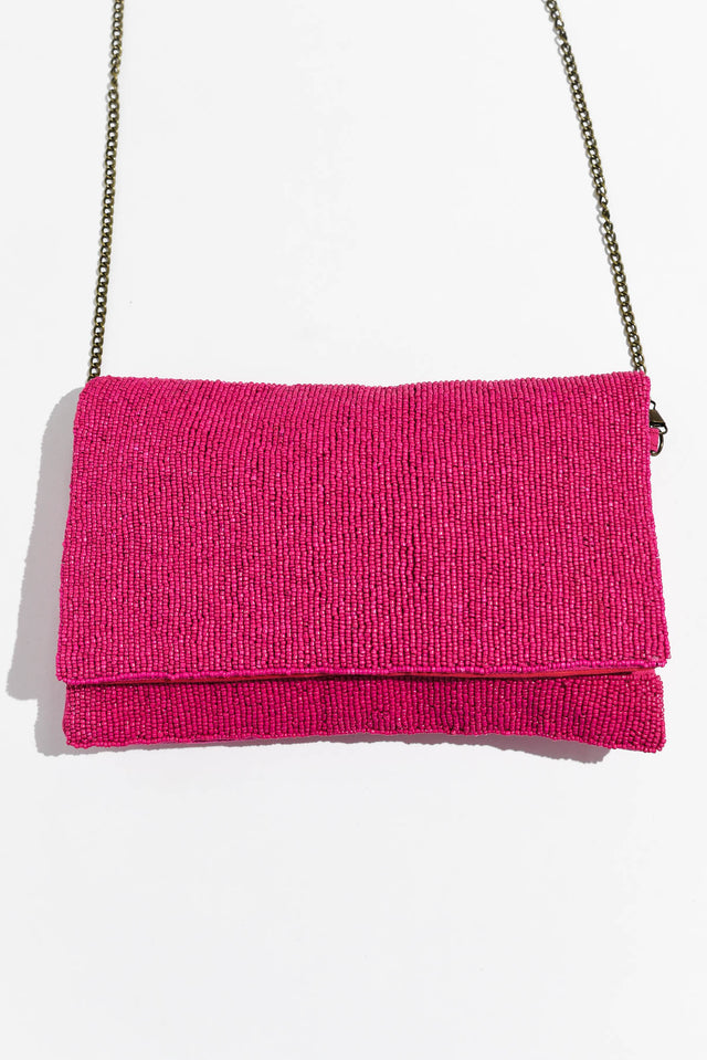 Nerissa Hot Pink Beaded Clutch