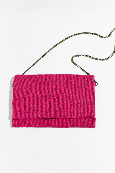 Nerissa Hot Pink Beaded Clutch