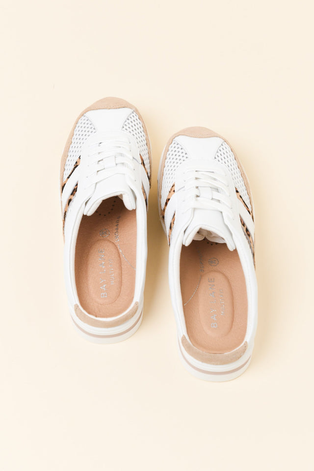 Ness White Leopard Leather Mule Sneaker image 4