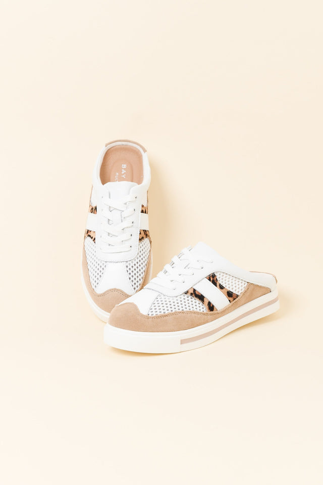 Ness White Leopard Leather Mule Sneaker image 2