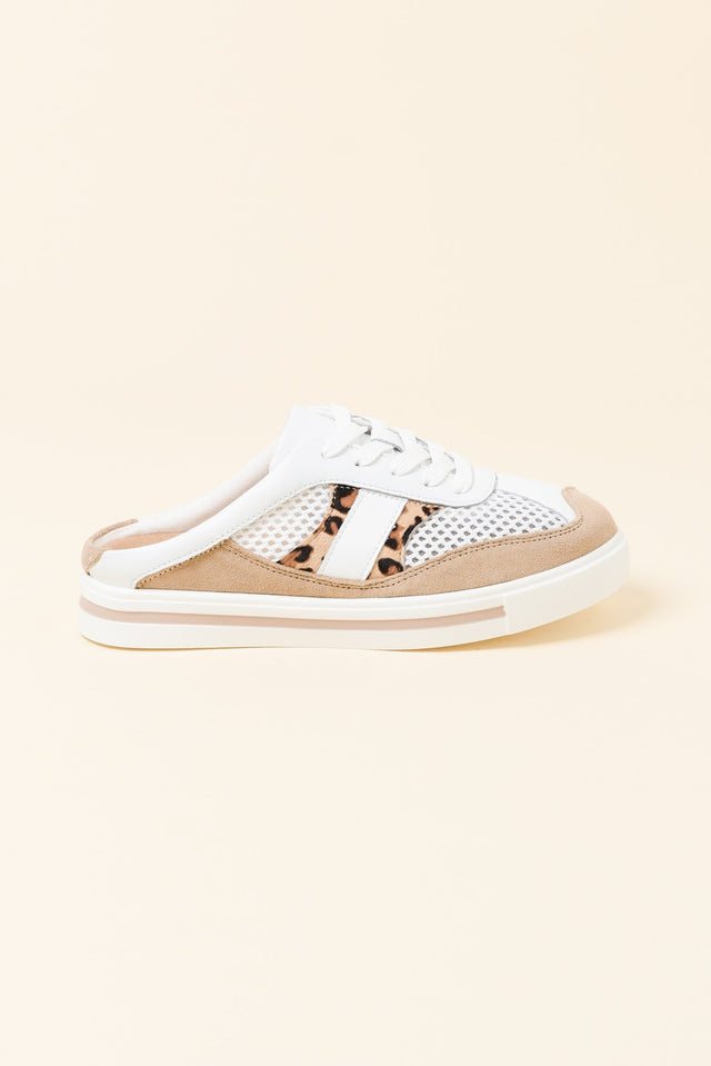 Ness White Leopard Leather Mule Sneaker image 1