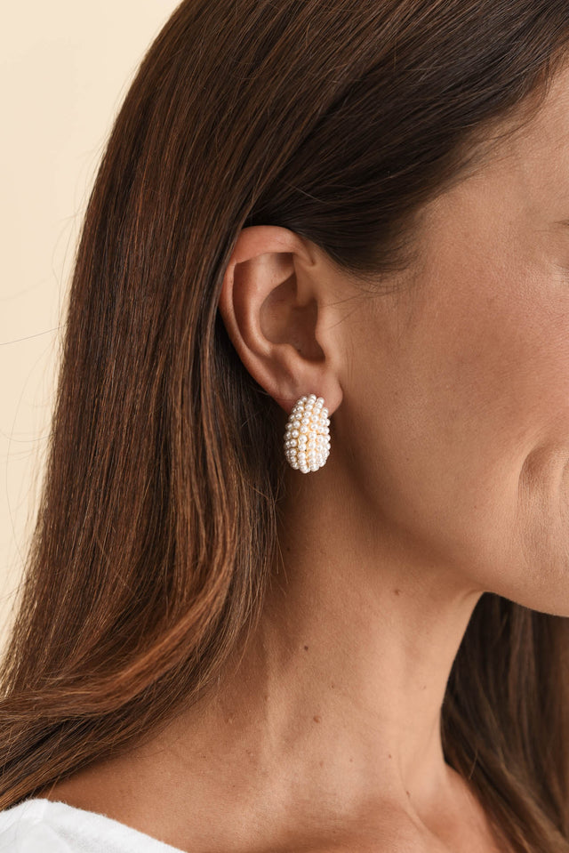 Nessa Gold Pearl Drop Earrings image 2