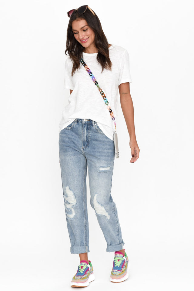 Nessie Blue Wash Distressed Straight Jeans image 6