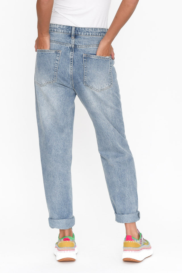 Nessie Blue Wash Distressed Straight Jeans image 4