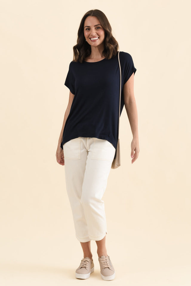 Newton Navy Drape Tee,Full Body,Brunette model,alt text|model:MJ image 3