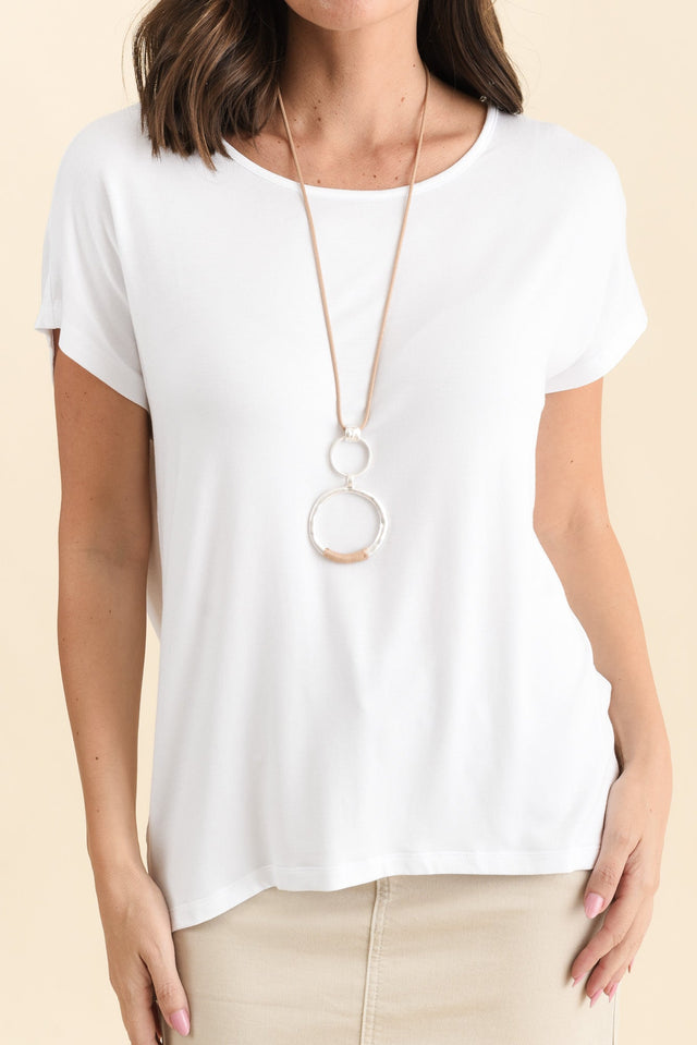 Newton White Drape Tee,Detail,Brunette model,alt text|model:MJ image 6