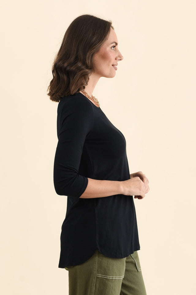 Nicky Black 3/4 Sleeve Top,Side,Brunette model,alt text|model:MJ image 4