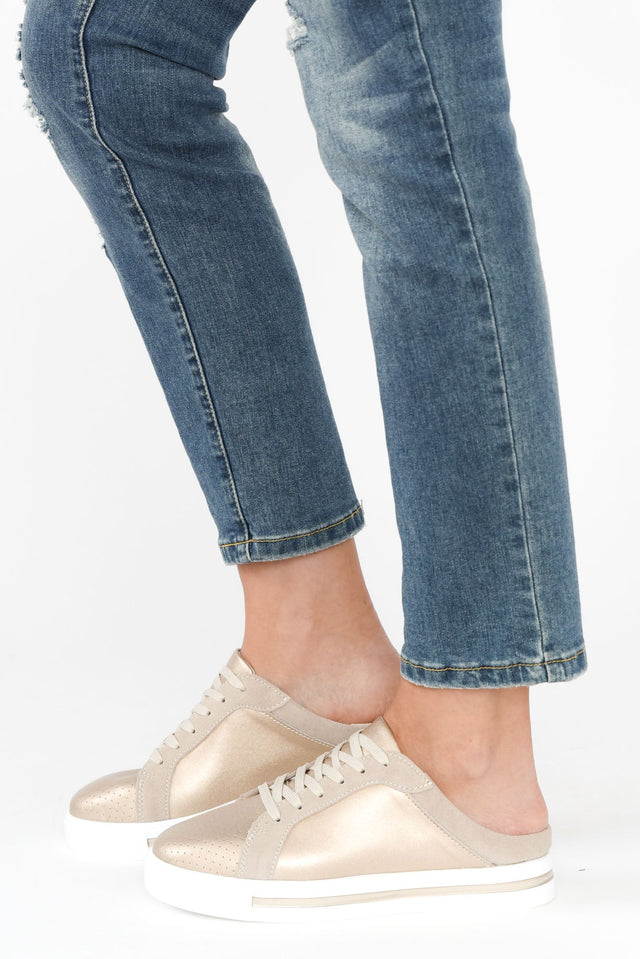 Nicky Champagne Leather Mule Sneaker image 7