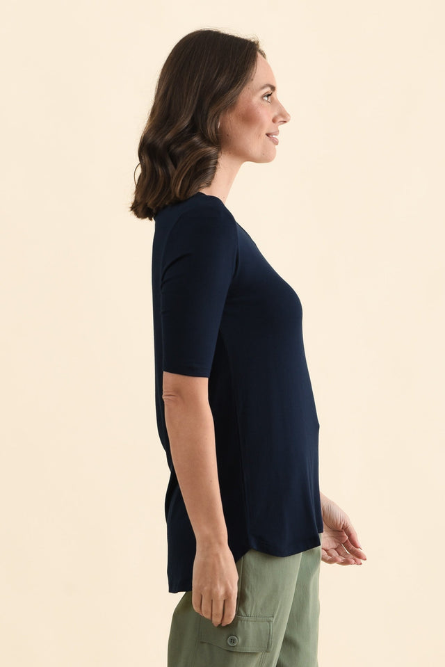Nicky Navy Half Sleeve Top,Side,Brunette model,alt text|model:MJ image 4