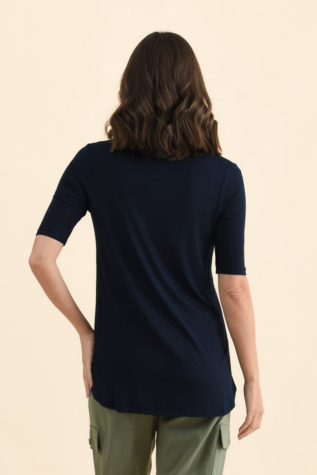 Nicky Navy Half Sleeve Top,Back,Brunette model,alt text|model:MJ image 5