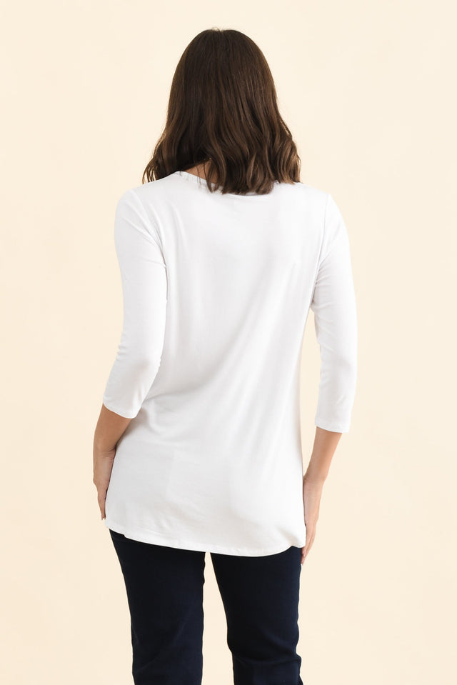 Nicky White 3/4 Sleeve Top,Back,Brunette model,alt text|model:MJ image 5