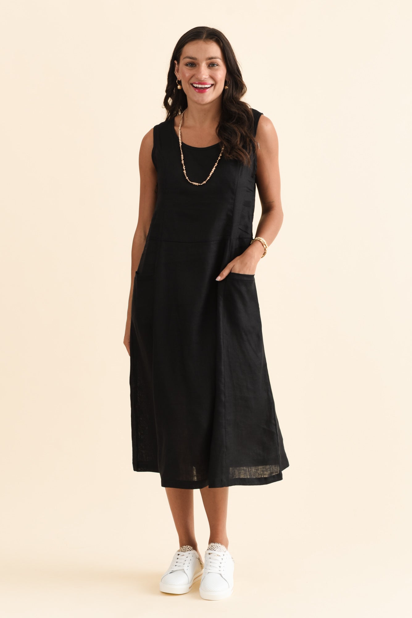 linen pocket dress Linen Slip Dress