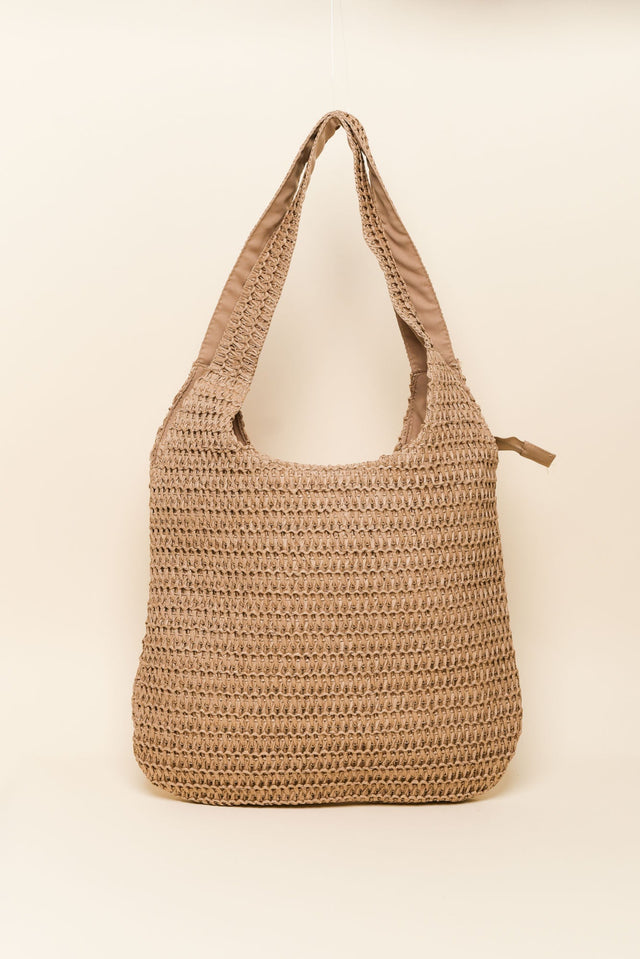 Nori Tan Straw Shoulder Bag