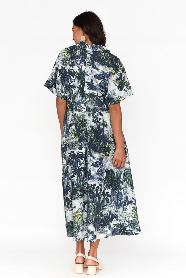 Normie Blue Tropical Belted Dress image 5