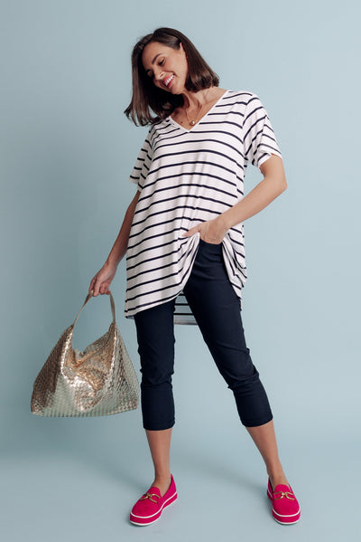 Novella White Stripe Bamboo Top