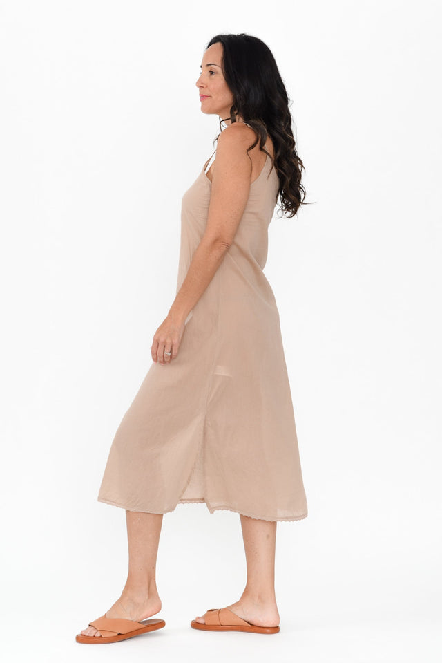 Nude Cotton Maxi Slip Dress