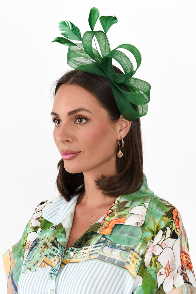 Nyla Green Feather Fascinator