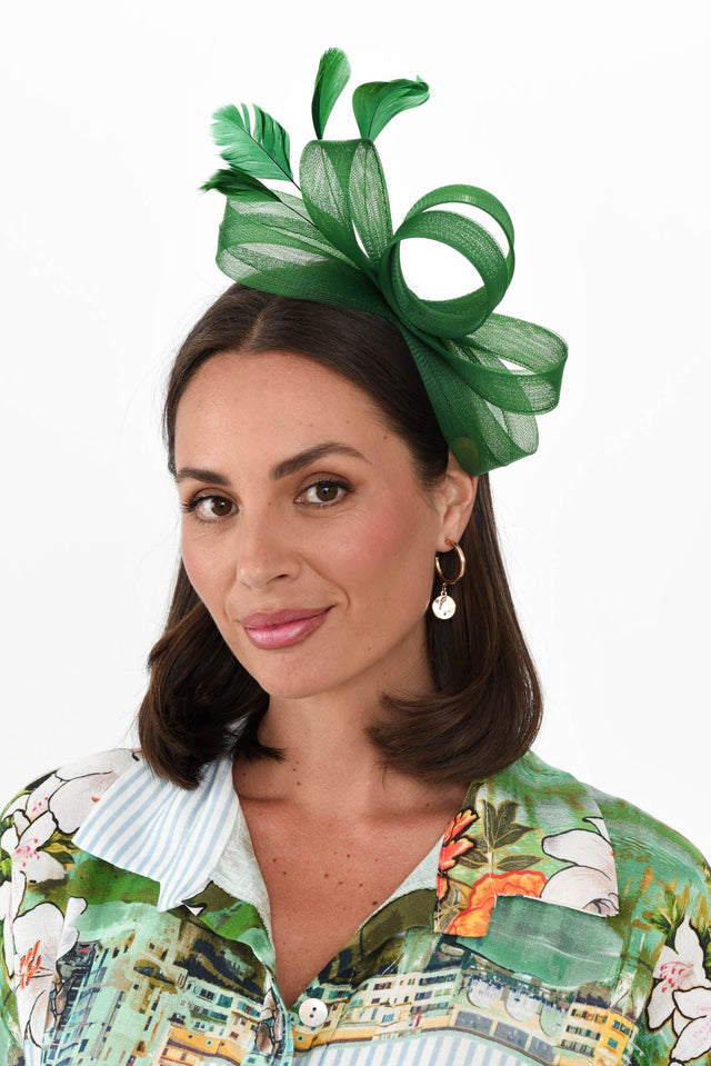 Nyla Green Feather Fascinator