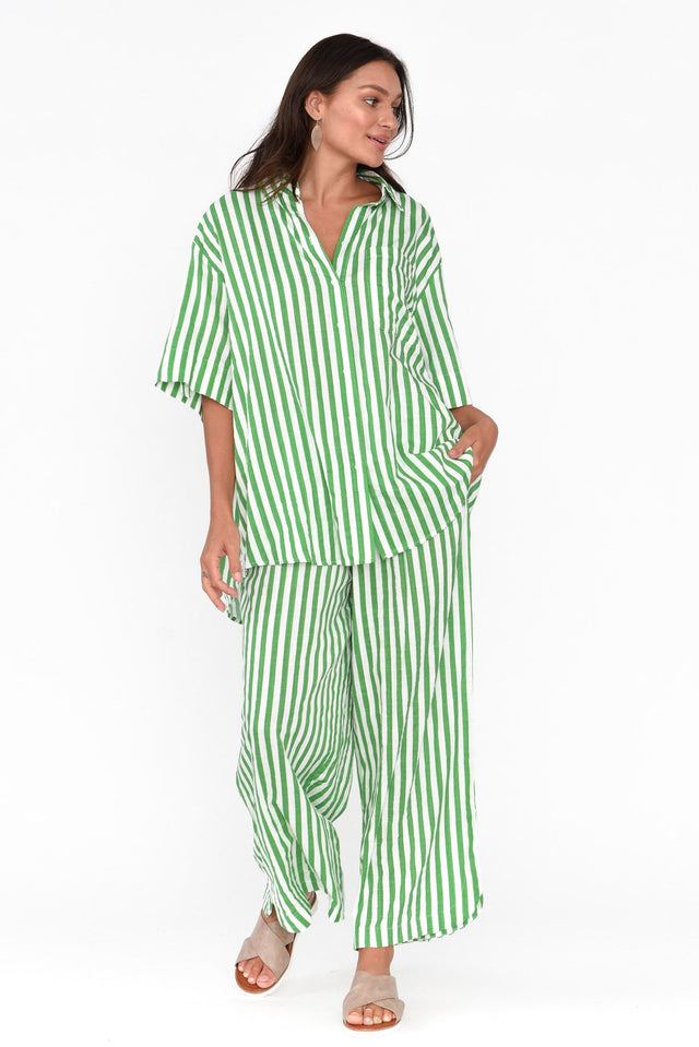 Yuri Green Stripe Cotton Blend Pants