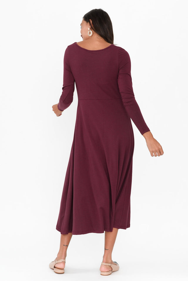 Olivia Burgundy Bamboo Sleeved Dress