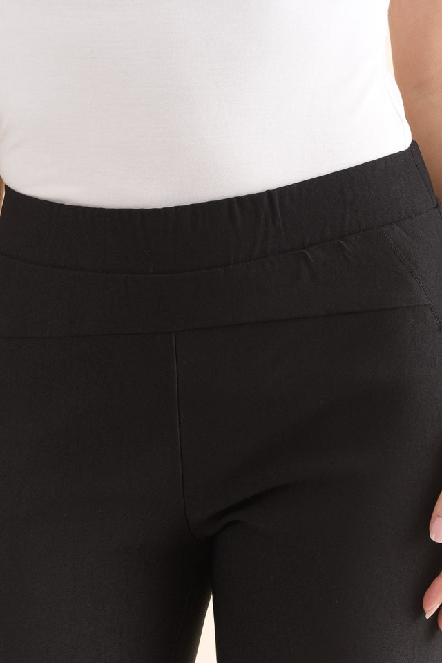 Olympia Black Straight 7/8 Pants,Detail,Brunette model,alt text|model:MJ image 7